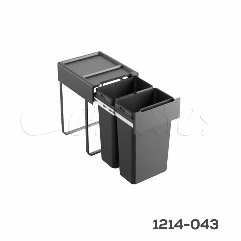 Bote "Easy-Trash-450" doble p/ basura, 60L (2x30L), cierre suave, montaje inferior, Antracita