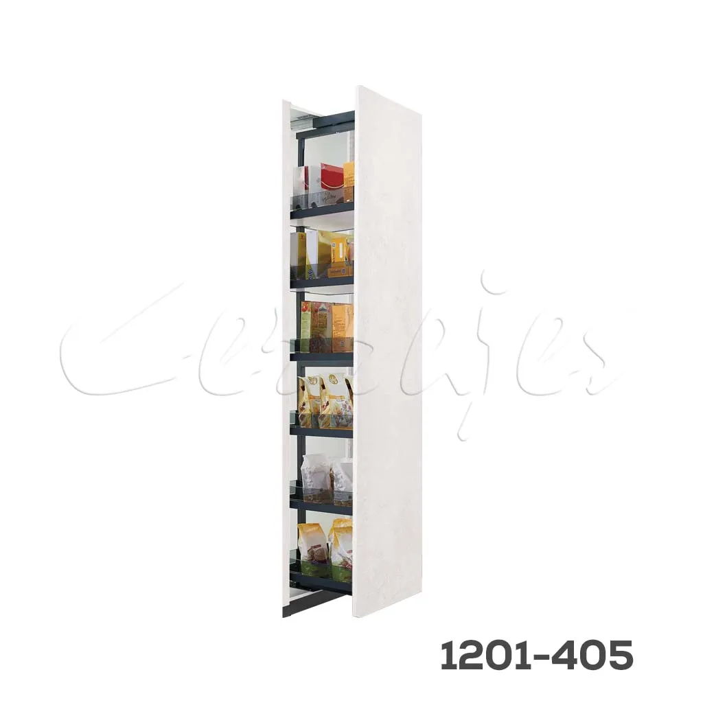 [1201-405] Columna extraíble «Polanco» de cristal y piso melamínico H=1920 a 2220mm con cierre suave W=400mm