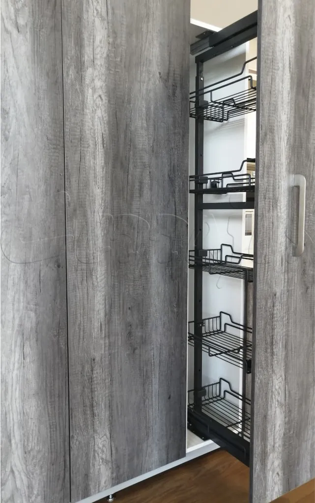 [1201-358] Columna extraíble “Roma” alambre grafito H=1560 a 1860mm con cierre suave W=300mm